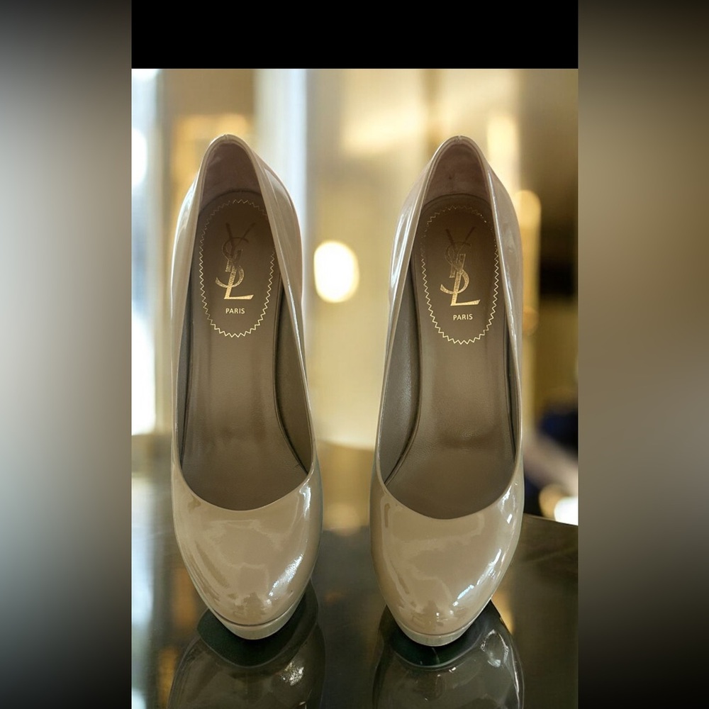 Yves Saint Laurent Patent Leather Taupe color Heels 7.5 - Picture 7 of 14